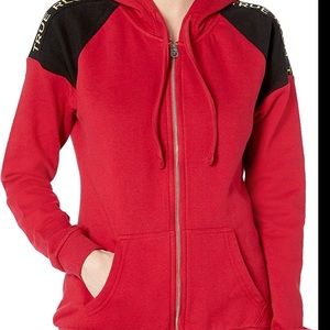 A true religión red contrast zip hoodie